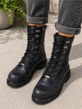 Eddie Moran black mens high top work boots size 11M